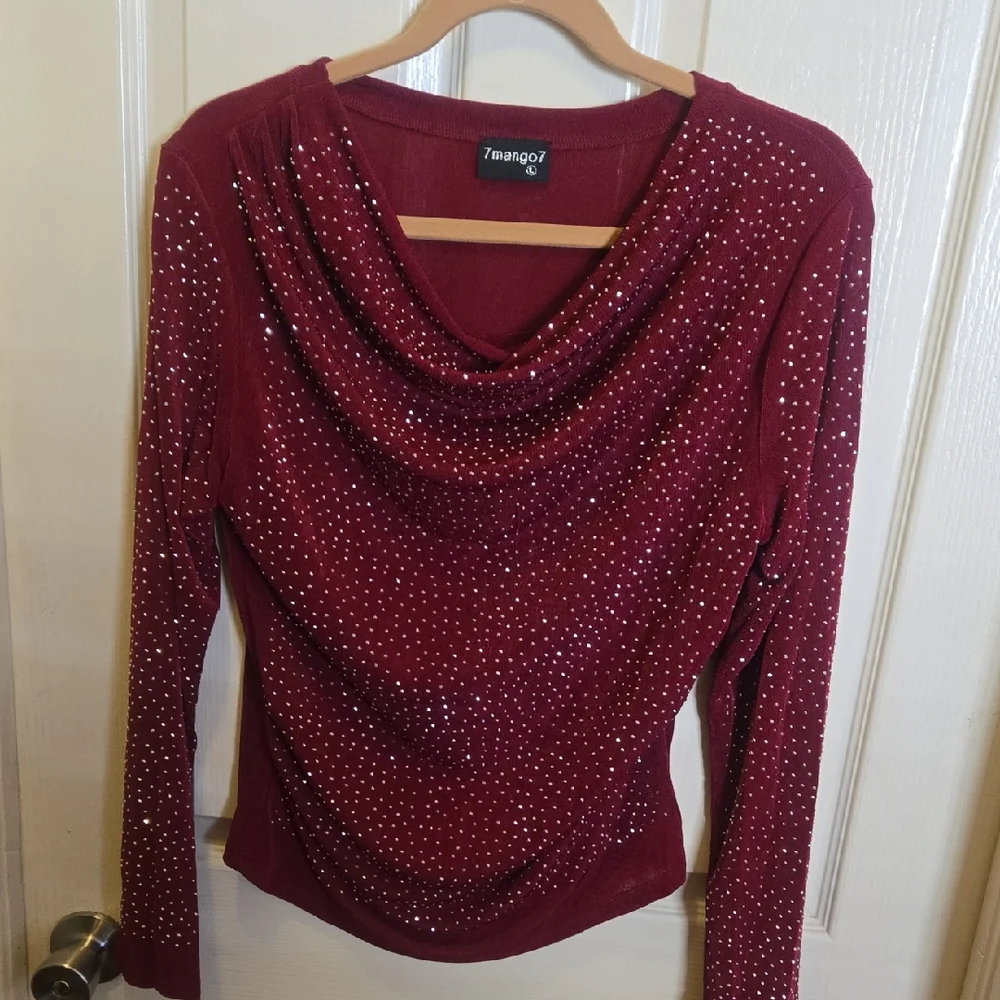 Red Sequin Blouse - Picture 1 of 7